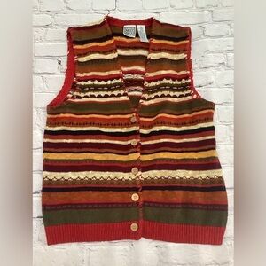 Vintage original Russ sport Women’s small striped fall color button down vest